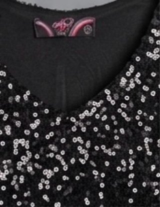 Abito di sera corto paillettes nero con dettagli