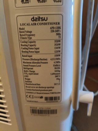 Aire Acondicionado Portátil Daitsu Blanco