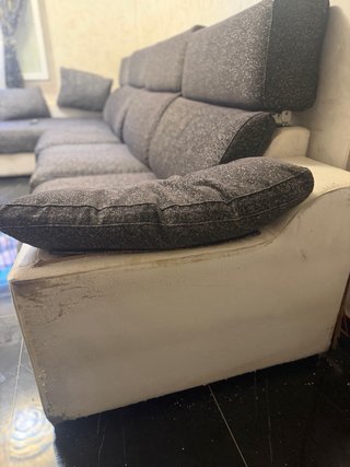 Sofá modular grande beige y gris Negro