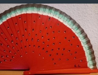 Abanico sandía pintado a mano