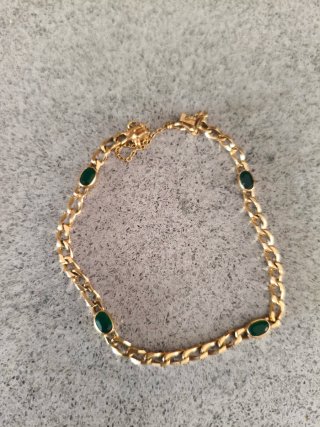 Conjunto Oro 18k Collar y Pulsera Esmeraldas
