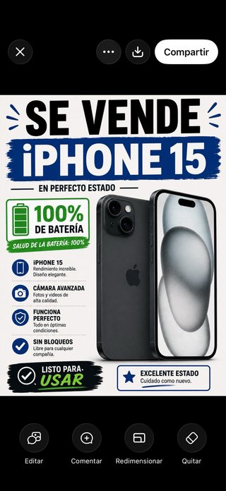 iPhone 15 100% Batería