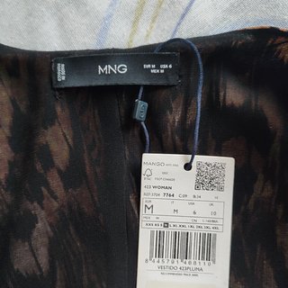 Vestido estampado plumas efecto leopardo. Mango. M