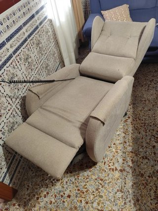 Poltrona relax elettrica beige in tessuto