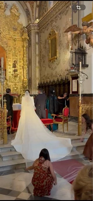 Vestido de Novia y Velo Blanco