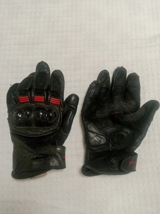 Guanti Moto in Pelle Nero e Rosso
