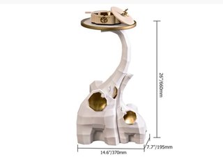Mesa auxiliar elefante oro y blanco