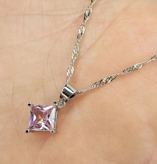 Collana Argento S925 con Pietra Rosa