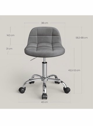 Taburete Oficina Tocador Terciopelo Gris