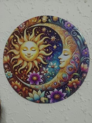 Placa Decorativa Sol y Luna Metal