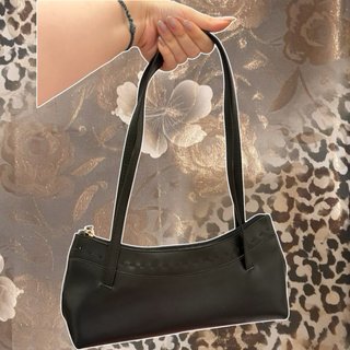 Borsa Baguette Vera Pelle Nera Made in Italy Y2K