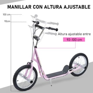 Patinete infantil rosa con ruedas grandes