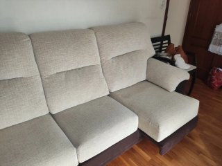 Sofá de 3 plazas beige y marrón