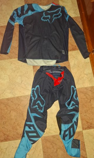 Traje Motocross Fox Azul y Negro