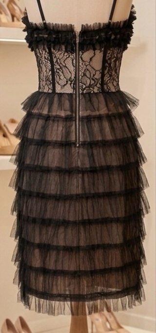 Abito Nero Pizzo Tulle Corset
