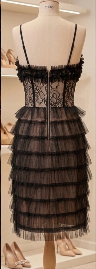 Abito Nero Pizzo Tulle Corset
