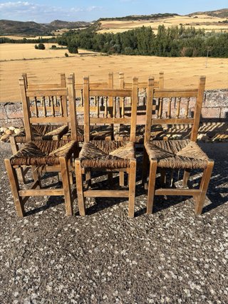 6 Sillas Castellanas Madera y Rattan