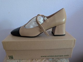 Zapatos Unisa Talla 40 Beige/Negro