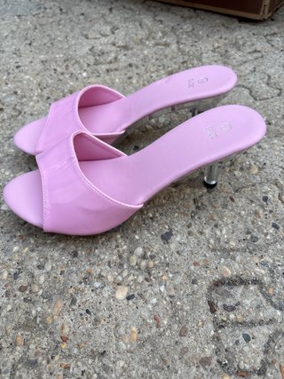 Sandalias Tacón Rosa Transparente