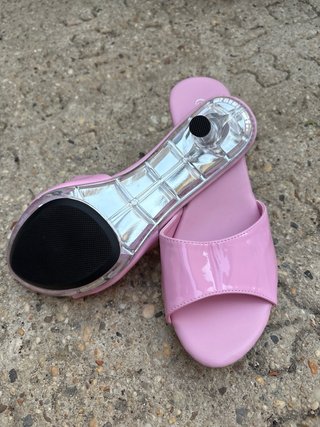 Sandalias Tacón Rosa Transparente