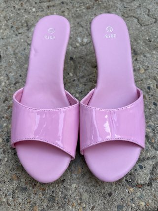 Sandalias Tacón Rosa Transparente