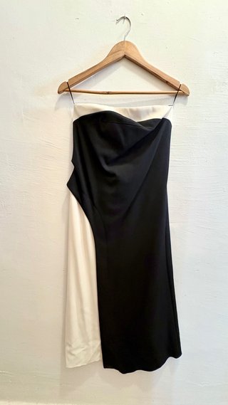 Vestido Midi Palabra de Honor Bicolor Zara