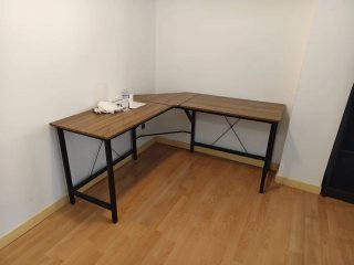 Escritorio esquinero madera y metal