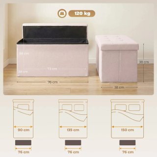 Baúl de almacenaje rosa y beige