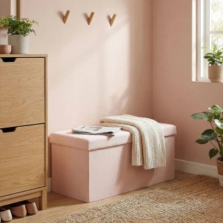 Baúl de almacenaje rosa y beige