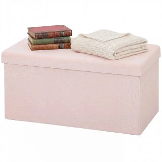 Baúl de almacenaje rosa y beige