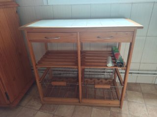 Carrito Auxiliar Cocina Madera y Baldas