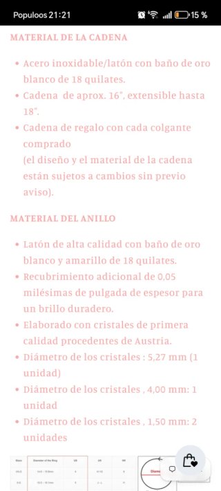 Conjunto Swarovski Cadena y Pendientes