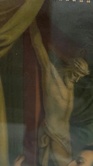 Cuadro Punto de Cruz Religioso Antiguo