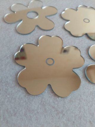4 Specchietti Fiore Argento Vetro