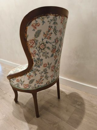 Silla vintage floral madera y tela