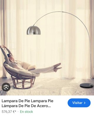 Lámpara de pie arco plateada mármol