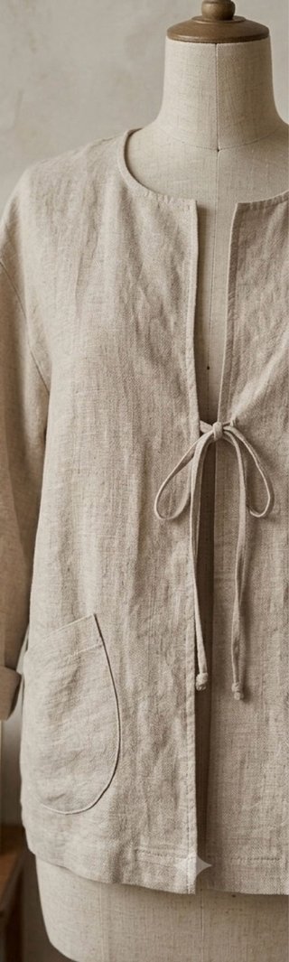 Giacca/Cardigan Lino Beige/Verde S