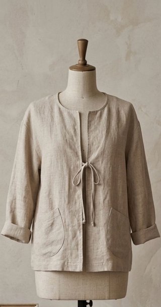 Giacca/Cardigan Lino Beige/Verde S