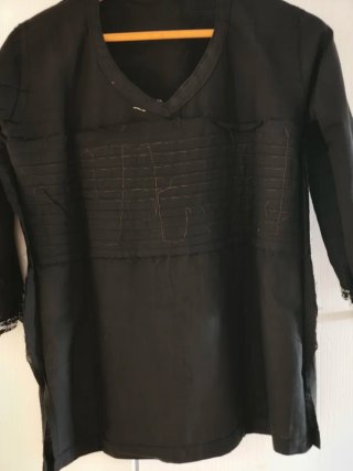Blusa cotone indiano nera con paillettes