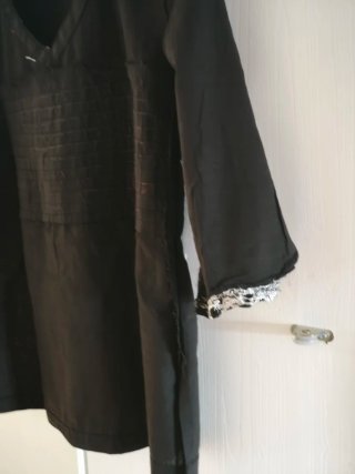 Blusa cotone indiano nera con paillettes