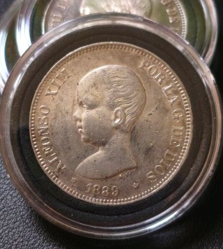 Moneda 5 Pesetas Plata 1889 Alfonso XIII
