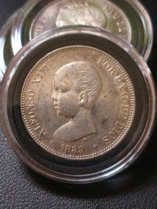 Moneda 5 Pesetas Plata 1889 Alfonso XIII