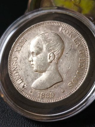 Moneda 5 Pesetas Plata 1889 Alfonso XIII