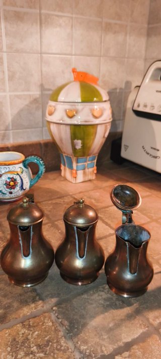 Set 5 Caffettiere Arabe Vintage Dallah Rame