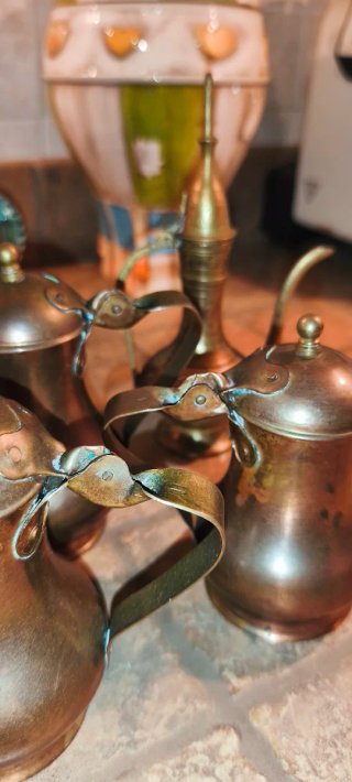 Set 5 Caffettiere Arabe Vintage Dallah Rame
