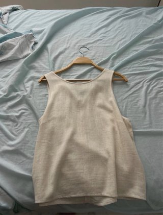 Blusa chaleco lino beige talla única