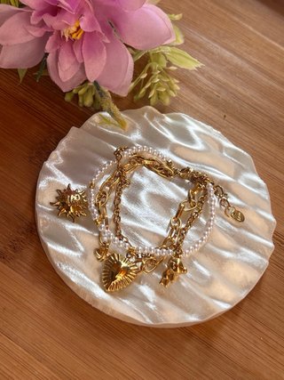 Braccialetto Acciaio con Charms Cuore Sole Orso