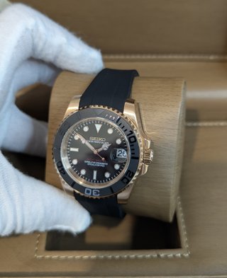 Reloj Seiko Mod Yacht-Master Negro Rose Gold