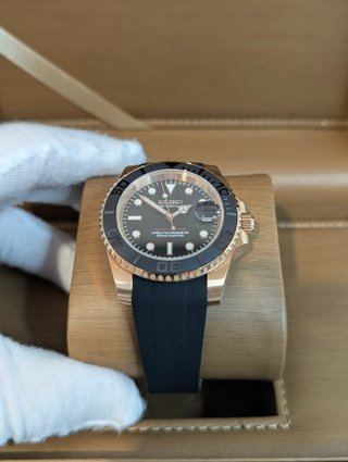 Reloj Seiko Mod Yacht-Master Negro Rose Gold