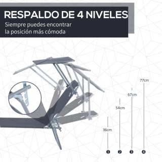 Tumbona plegable con toldo gris